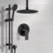 Matte Black Shower Set With Rain Ceiling Shower Head and Hand Shower